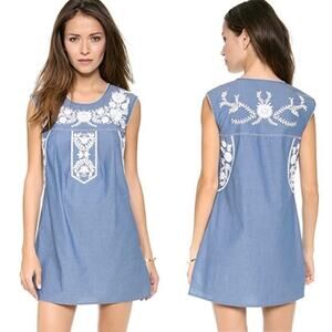 Tory Burch Calita Embroidered‎ Dress Chambray Tunic Size Small Vacation Summer